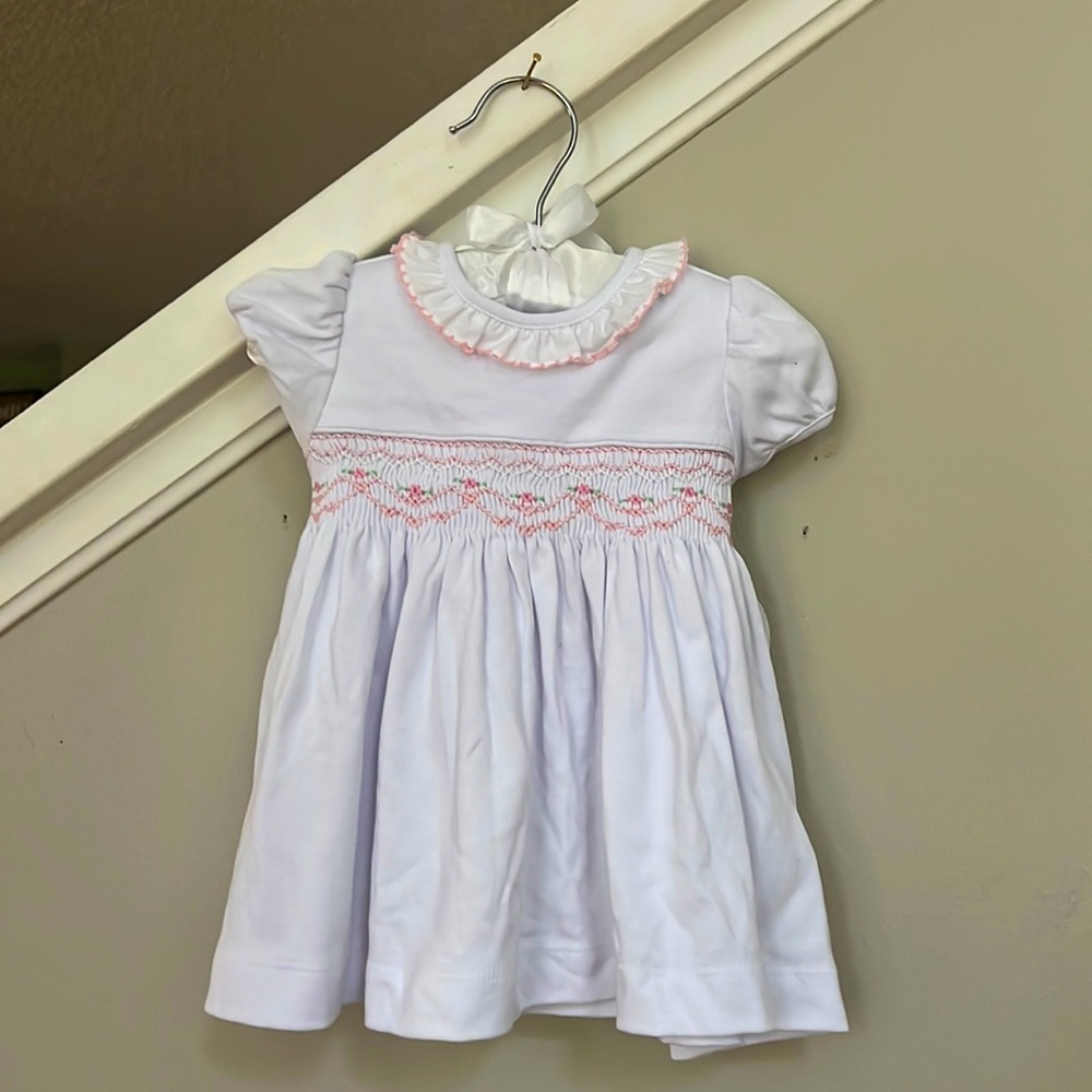 Edgehill Collection Short Sleeve Annamae Ruffled Neck Dress